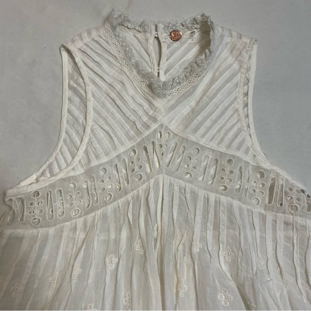 New Free People White Eloise Embroidered Tunic Size XS - Picture 14 of 16